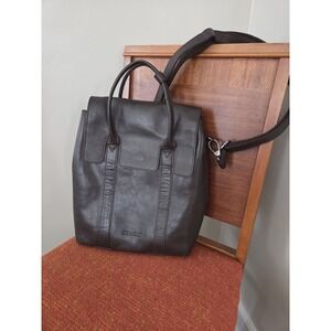 Genicci Leather Satchel Messenger Bag Crossbody Indiana Jones Safari Dark Brown